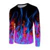 T-shirt à Imprimé 3D Flamme Coloré à Manches Longues - multicolor 4XL
