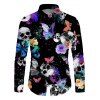 Chemise Crâne Papillon Imprimés Boutonnée à Manches Longues - multicolor 2XL