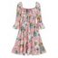 Robe de Laitière Fleurie à Col Noué à Volants - Rose M