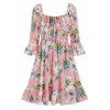 Robe de Laitière Fleurie à Col Noué à Volants - Rose L