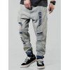 Pantalon Décontracté Déchiré Contrasté en Denim - Bleu XL