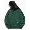 Sweat à Capuche Lettre Contarsté avec Poche en Laine - Vert Mer Moyen XS