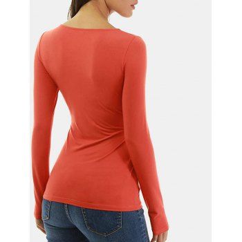Plunge Twist Ruched Long Sleeve Top