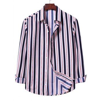 

Striped Casual Long Sleeve Button Up Shirt, White