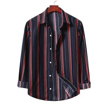 

Casual Button Up Stripe Shirt, Black