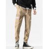 Pantalon Cargo Décontracté à Imprimé Lettre à Cordon - Kaki M