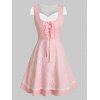 Mini-Robe Style Corset Panneau en Dentelle Deux Pièces à Lacets - Rose clair 2XL