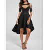 Robe Gothique Haute Basse à Epaule Dénudée avec Rivet Détaillé - Noir L