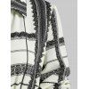 Tribal Flower Plaid Shirt Dress Print Side Slit Belted Long Sleeve Dress - WARM WHITE 3XL