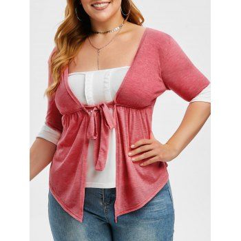 

Plus Size Polka Dot Empire Waist T-shirt, Red