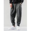 Pantalon Applique en Couleur Unie à Taille Elastique - Gris Foncé L