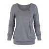 T-shirt Chiné Boutonné - Cendre gris 3XL