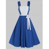 Robe Evasée Ceinturée Plissée en Avant sans Manches - Bleu Cobalt M