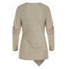 Ruched Asymmetrical Heathered T-shirt - SAND L