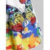 Plus Size Cold Shoulder Rainbow Butterfly Print T Shirt - WHITE L