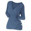 Tricot Superposé Boutonné à Volants - Bleu 2XL