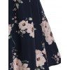 Floral Print Mock Button 2 In 1 High Waist Midi Dress - LIGHT PINK M