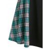 Plaid Insert Bowknot Sleeveless Mid Calf Dress - multicolor A XL