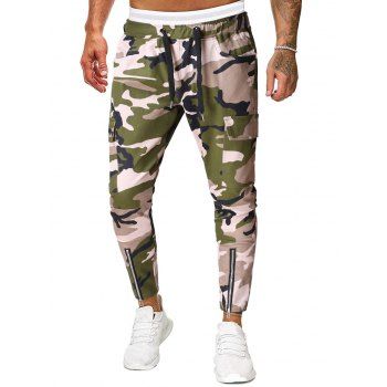 

Camo Print Zipper Hem Pockets Pencil Pants, Camouflage green