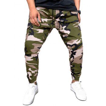 

Camo Print Flap Pockets Casual Cargo Pants, Camouflage green