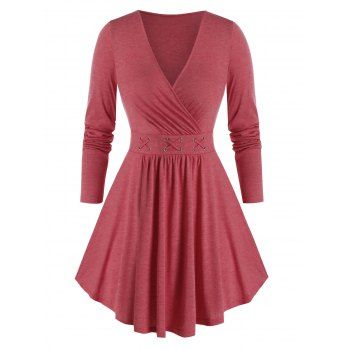 

Plus Size Crisscross Skirted T Shirt, Valentine red