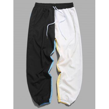 

Contrast Color Panel Drawstring Pants, Multicolor