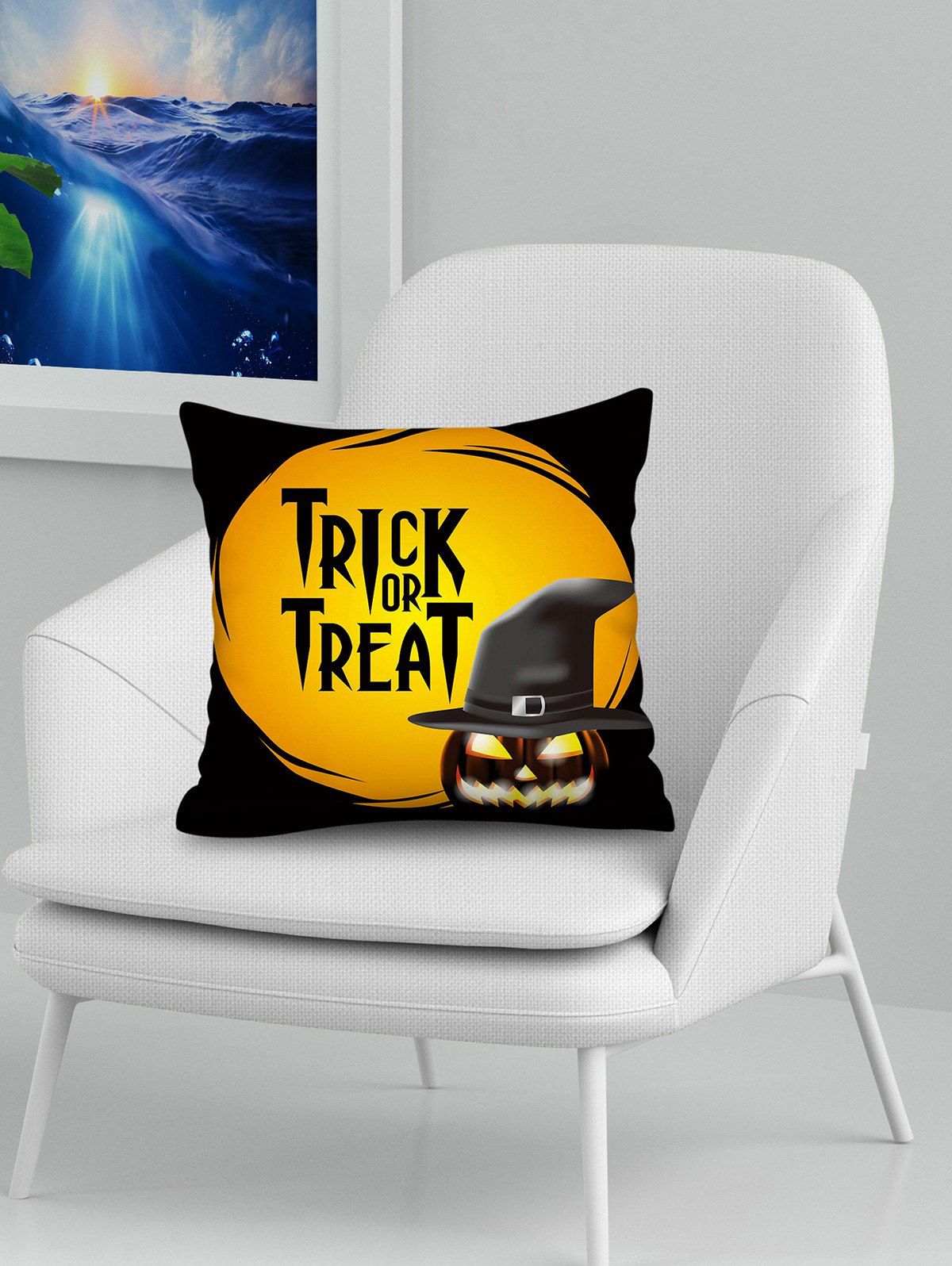 Halloween Pumpkin Print Pillow Case - multicolor A 