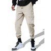 Pantalon Cargo Lettre Imprimée avec Poche à Rabat - Kaki S