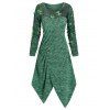 Robe Asymétrique en Dentelle Transparente Insérée Motif de 3D Papillon - Vert Trèfle L