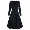 Robe Ligne A Plissée Enveloppée en Couleur Unie - Noir L