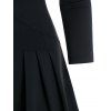 Solid Pleated Wrap A Line Dress - BLACK XL