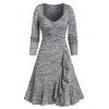 Robe Ligne A Superposée Croisée à Volants - Gris Clair M