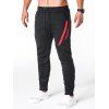 Pantalon de Jogging Rayé Contrasté Zippé à Pieds Etroits - Noir 2XL