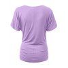 T-shirt Superposé de Grande Taille à Col Plongeant à Volants - Violet clair L