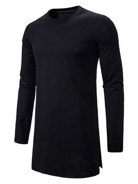 Plain Side Slit Gothic Longline T Shirt