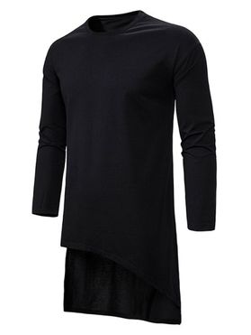Plain Slit Asymmetrical Longline Gothic T Shirt