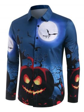 Chemise d'Halloween Boutonnée Citrouille Chauve-souris Imprimés