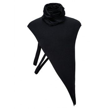 

Turtleneck Cutout Slit Asymmetrical Waistcoat, Black