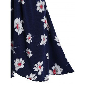 Floral Print Sundress Mini Cami Surplice High Low Summer Dress