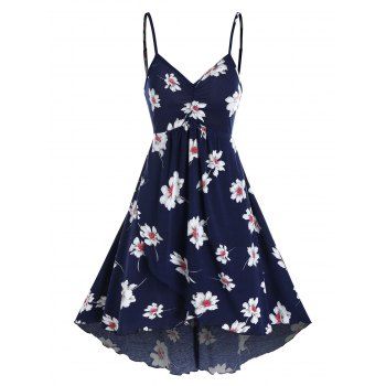 

Vacation Sundress Lemon Print High Slit Tie Shoulder Summer Long Maix Dress, Cadetblue