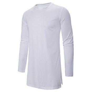 

Plain Side Slit Gothic Longline T Shirt, White