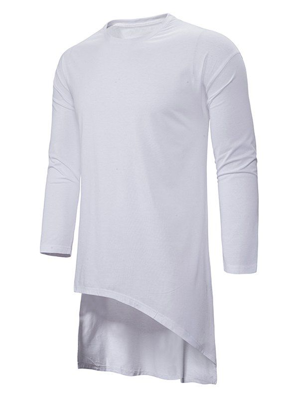 T-shirt Gothique Long Asymétrique Simple Fendu - Blanc L