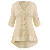 Haut Boutonné Panneau en Dentelle à Manches Raglan de Grande Taille - Jaune clair 2X