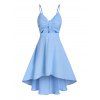 Robe Nouée en Avant en Couleur Unie à Bretelle - Bleu Ciel L