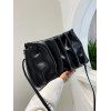 Sac à Bandoulière Rectangle Plissé en Couleur Unie - Noir 