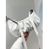 Sac à Bandoulière Décontracté Plissé en Couleur Unie - Blanc 