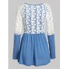 Floral Embroidery Hollow Out Sleeve Top - SILK BLUE 3XL