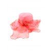 Chapeau de Soleil Style Britannique avec Nœud Papillon en Organza pour Voyage - Rouge Rose 
