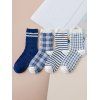 Ensemble de Chaussettes Style Britannique à Carreaux Rayées 4 Pièces - multicolor A 