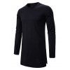 Plain Side Slit Gothic Longline T Shirt - BLACK 2XL
